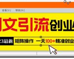 日引100+精准创业粉2023最新图文引流创业粉教程，矩阵操作，