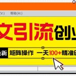 日引100+精准创业粉2023最新图文引流创业粉教程，矩阵操作，