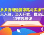 拼多多店铺当天入驻，当天开卖，稳定出单运营思路与实操干货，（13节课）