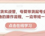母婴带货起号全流程，，可落地的操作流程，一边带娃一边赚钱（附素材）