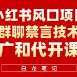 小红书群聊禁言技术代开项目，小红书风口项目日入300+，适合新手操作
