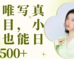 2023原味写真项目，小白可日入500+【揭秘】