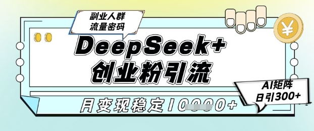 DeepSeek+创业粉精准引流，全新分享[/erphpdown]课4.0玩法，AI矩阵日引300+，多种变现方式，稳定月入1W