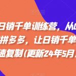 拼多多日销千单训练营，从0开始带你做好拼多多，让日销千单可以快速复制(更新25年6月)