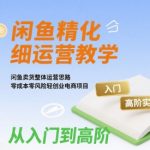 闲鱼精细化运营入门+高阶实战教学，闲鱼卖货整体运营思路，零成本零风险轻创业电商项目
