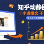 小说推文干货分享之知乎动静图玩法，每天3-4位数爆单实操课