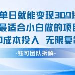 单日就能变现3张最适合小白做的项目0成本投入 无限复制