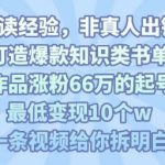 靠AI打造爆款知识类书单号，61个作品涨粉66w的起号秘籍，最低变现10个w，一条视频给你拆明白