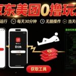 京东美团平台最新0撸玩法，全自动挂G，每天30分钟，无脑操作，当天收益3张【揭秘】