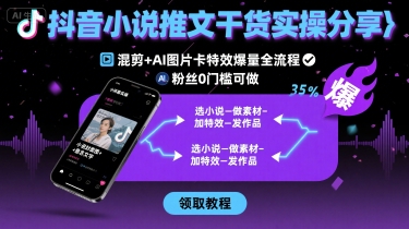 抖音小说推文干货实操分享[/erphpdown]，混剪+AI图片卡特效爆量全流程，0粉丝0门槛可做
