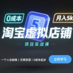 淘宝虚拟店铺项目实战课，一个人也能做，无需货源、0成本起步，月入5k