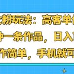 女粉玩法：高客单价，10分钟一条作品，日入1k+操作简单，手机就可以