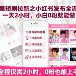 红果短剧拉新之小红书发布全流程，一天2小时，小白0粉就能做