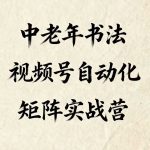中老年书法视频号自动化矩阵实战营，一套自动化流程玩转中老年书法视频号矩阵