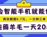 手机项目，二十秒一单，纯薅羊毛一天2张+做就有【揭秘】