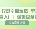 疗愈引流玩法，单条引流百人，保姆级全流程