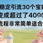 每天稳定引流30个宝妈粉当月变成超过了1W+项目流程非常简单适合小白