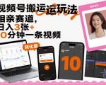 视频号搬运玩法，相亲赛道，日入3张+，10分钟一条视频