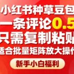 小红书种草豆包，一条评论0.5，只需复制粘贴，适合批量矩阵放大操作，新手小白福利