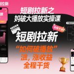短剧拉新之小红书如何破大播放实操课，如何破播放，涨收益，全程干货