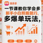 一节课教你学会拼多多爆单玩法，新手小白照搬就行