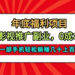 年底福利项目，影视推广副业，一部手机轻松躺入几十上百【揭秘】