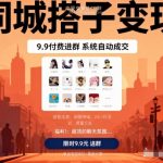 同城搭子变现，9.9付费进群+系统自动成交，单日变现8张