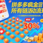 拼多多疯狂活动流玩法，所有链接全部打标，一个店铺矩阵100条链接同时出单，30%利润起店