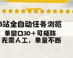 B站全自动任务浏览，单窗口30+可矩阵操作，无需人工单量不断【揭秘】