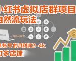 小红书虚拟店群项目，自然流玩法，批量自动化，稳定不费号，单账号的月利润2-4k，可多店矩阵