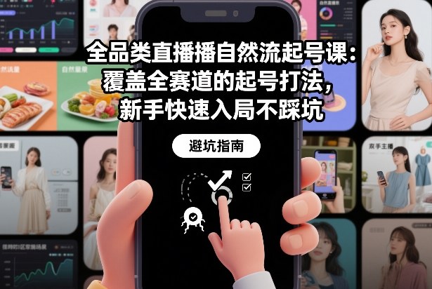 全品类直播自然流起号课：覆盖全赛道的起号打法，新手快速入局不踩坑