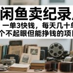 闲鱼卖纪录片，一单3快钱，每天几十单，一个不起眼但能挣钱的项目【揭秘】