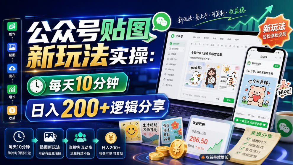 公众号贴图新玩法实操，每天10分钟，日入200+逻辑分享[/erphpdown]